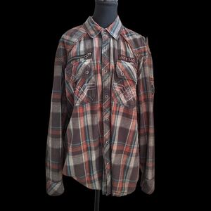 Affliction Black Premuim 73 Multicolor Plaid Shirt Size 2XL